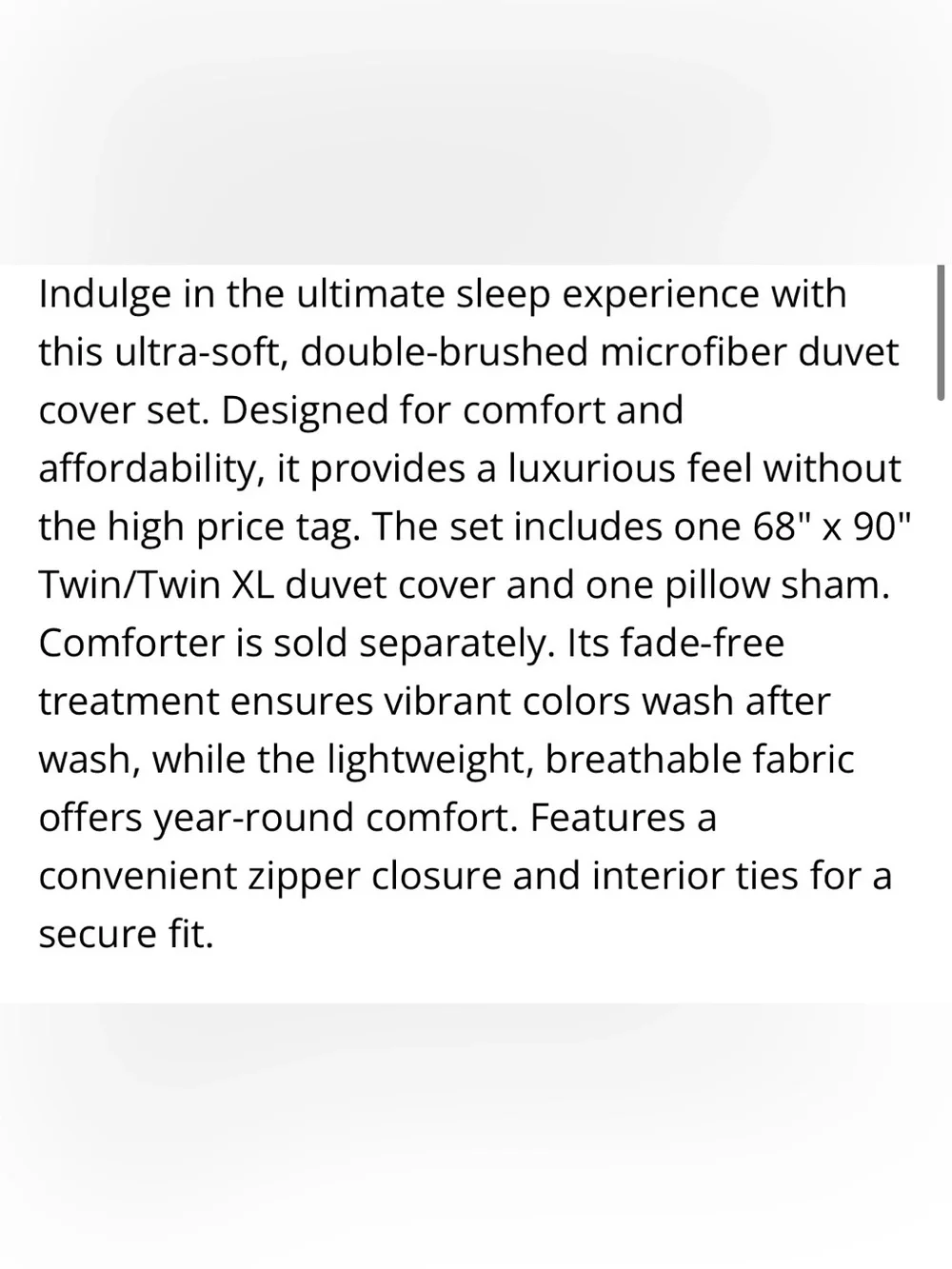 TWIN/TWIN XL Duvet Set 100% Double Brushed Microfiber - WHITE